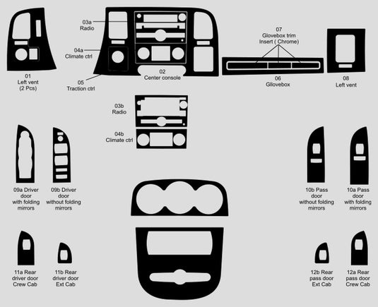 GMC Sierra 3500HD Crew Cab (2007-2013) Carbon Fiber Full Set Trim - FSPE